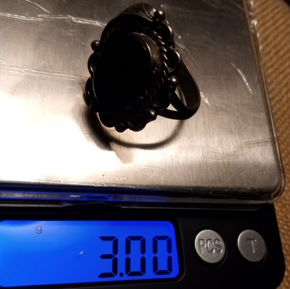 Silver Onyx Vintage Mexico Statement Ring Size 10.75" - Picture 12 of 12